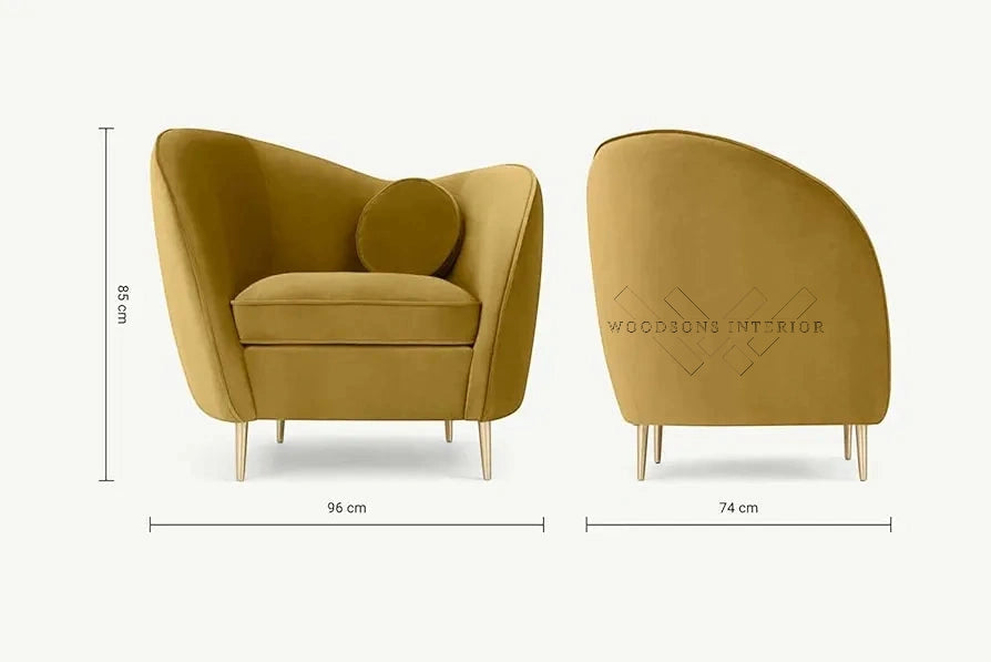 Wooden Armchair with Cushion Back for Living Room