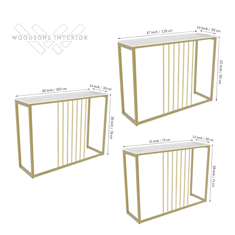 Golden Metallic Designer Console Table