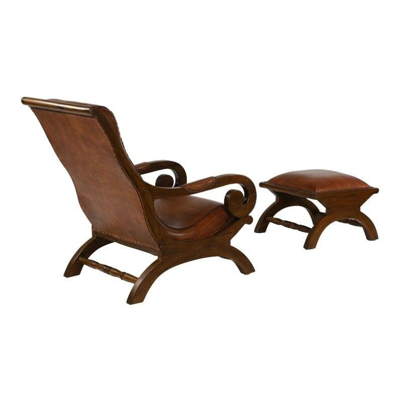 Teak Wood Armchair with Ottoman - WOODSONS INTERIOR