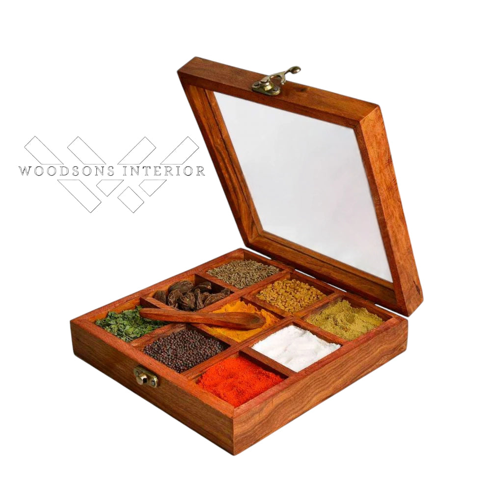 Rosewood Wooden Spice Box for Kitchen