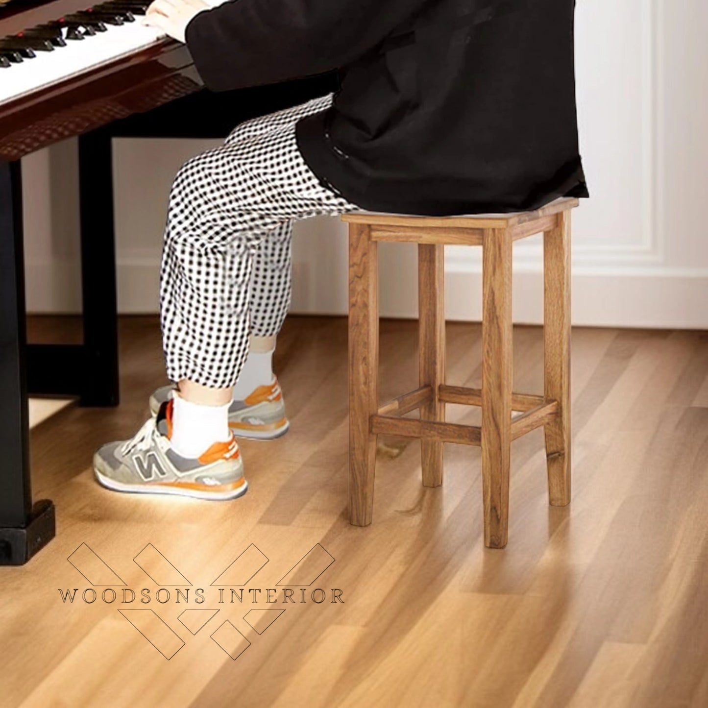 Wooden Long Bar High Stool