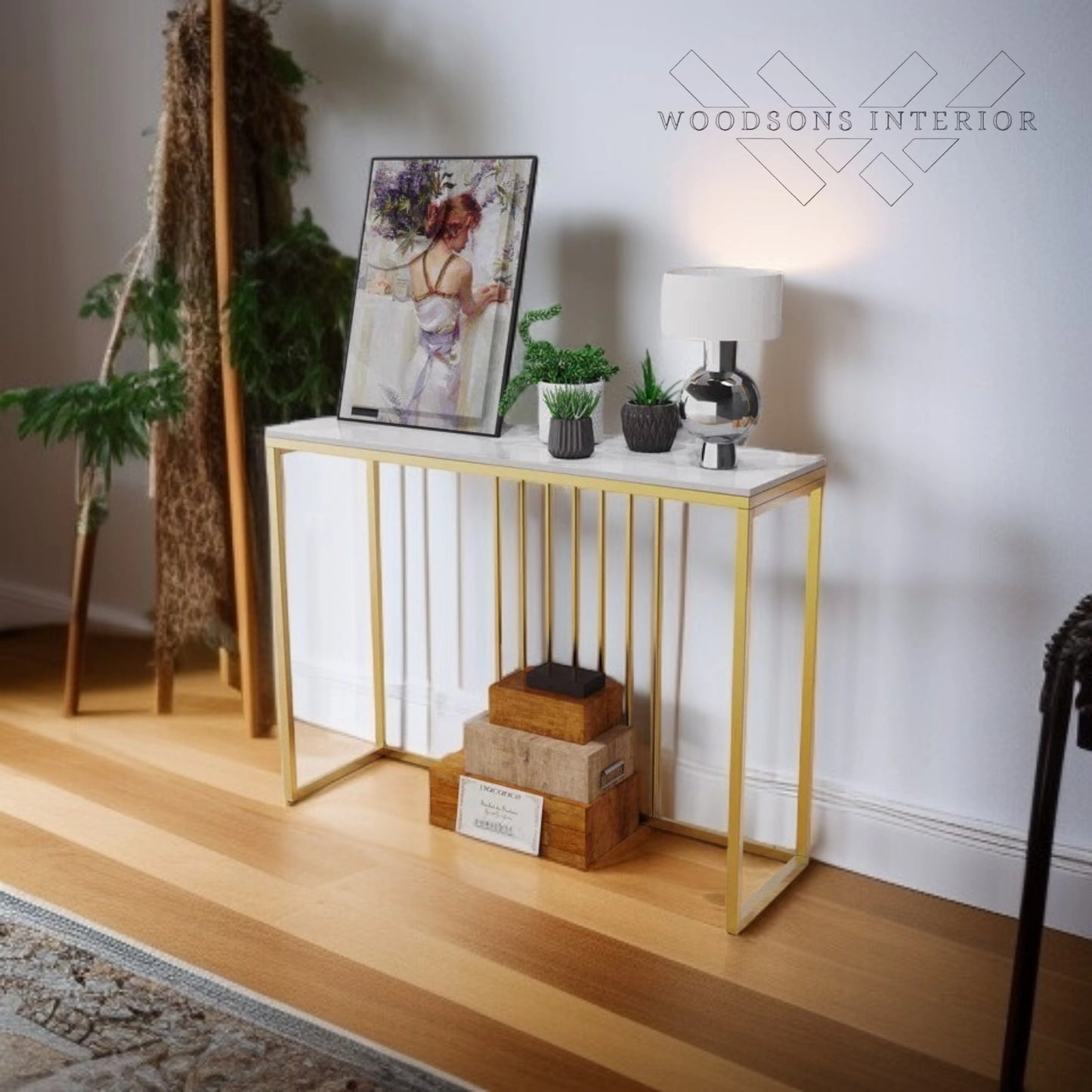 Golden Metallic Designer Console Table