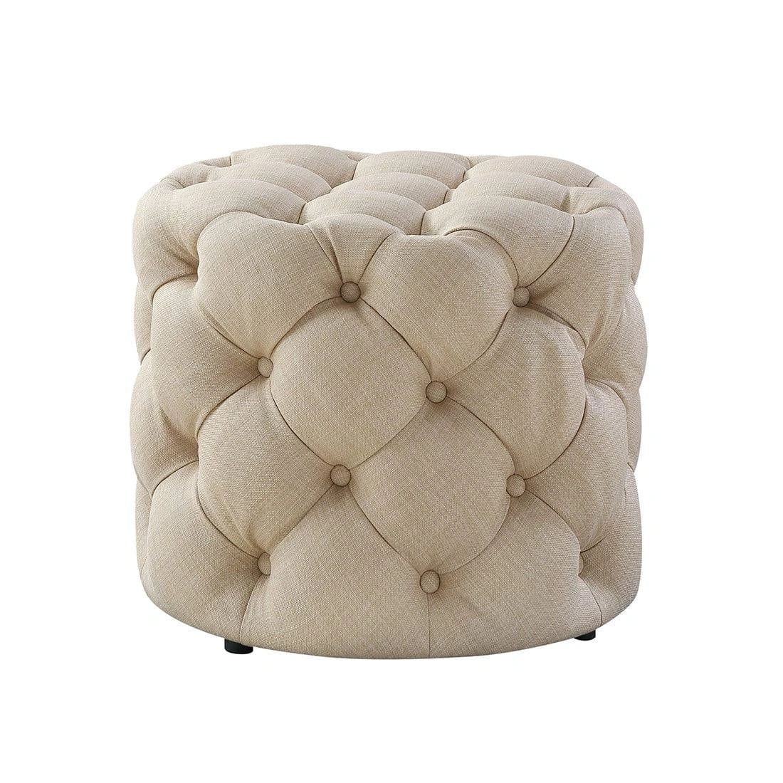 Round Velvet Tufted Solid Puffy Stool - WOODSONS INTERIOR