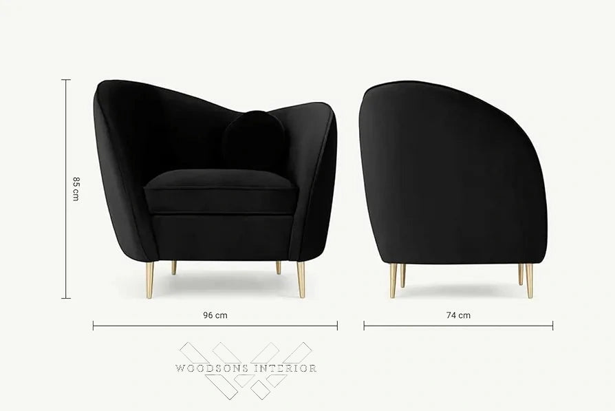 Wooden Armchair with Cushion Back for Living Room