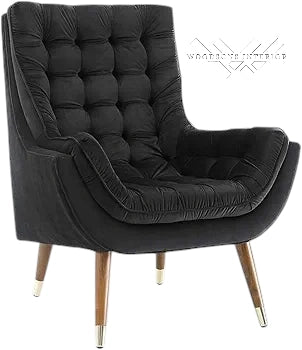Black Lounge Chair with Cushion – Sheesham Wood