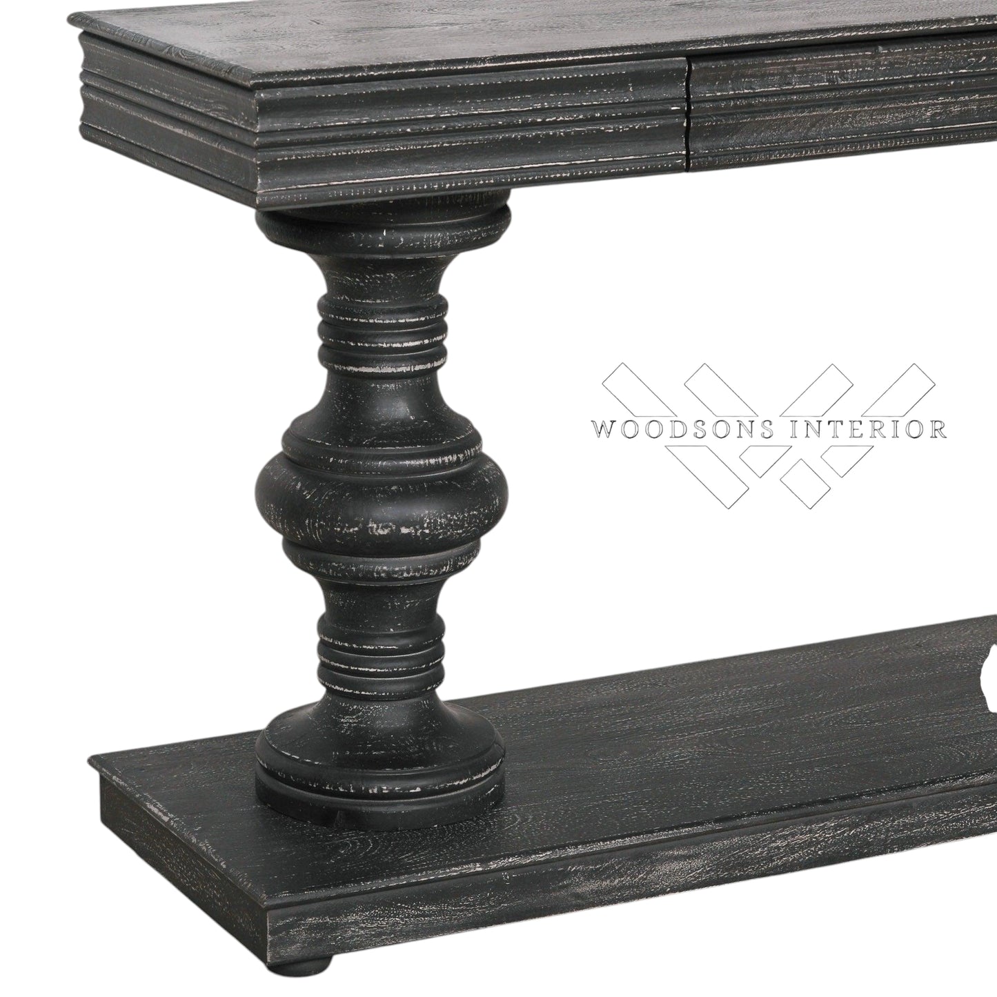 Wooden Aster Black Rustic Distressed Console Table