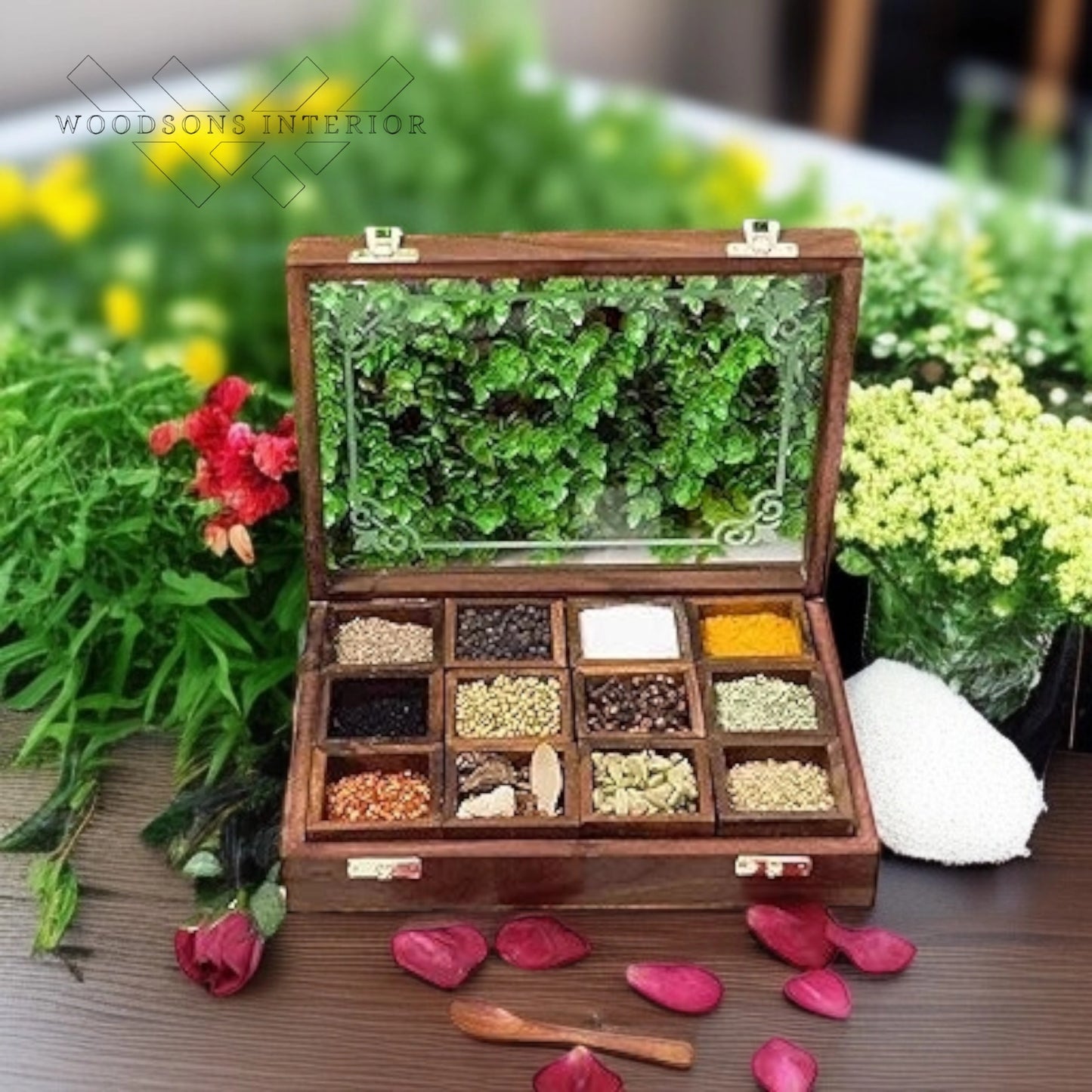 Sheesham Wooden Spice Box