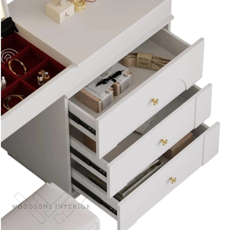 White L-Shaped Vanity Set