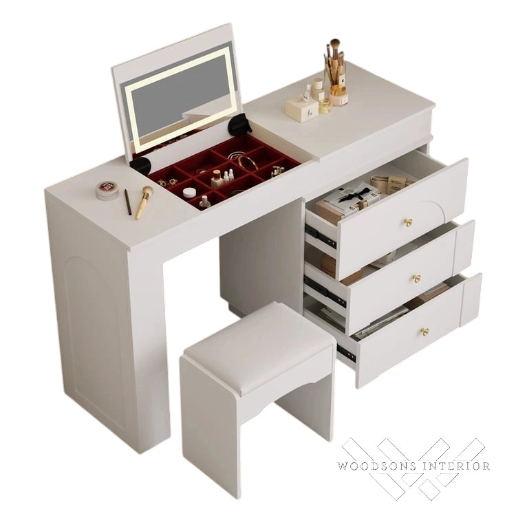White L-Shaped Vanity Set