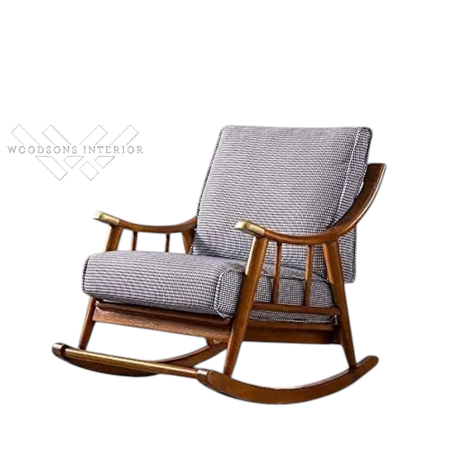 Grey Wooden Rocking Chair with Cushion