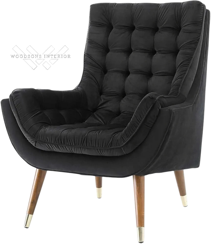 Black Lounge Chair with Cushion – Sheesham Wood