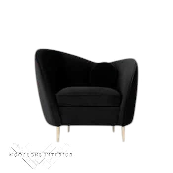 Wooden Armchair with Cushion Back for Living Room