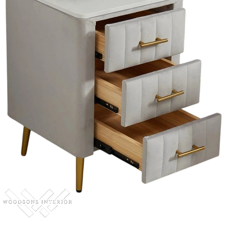 Velvet Upholstered Makeup Vanity Table