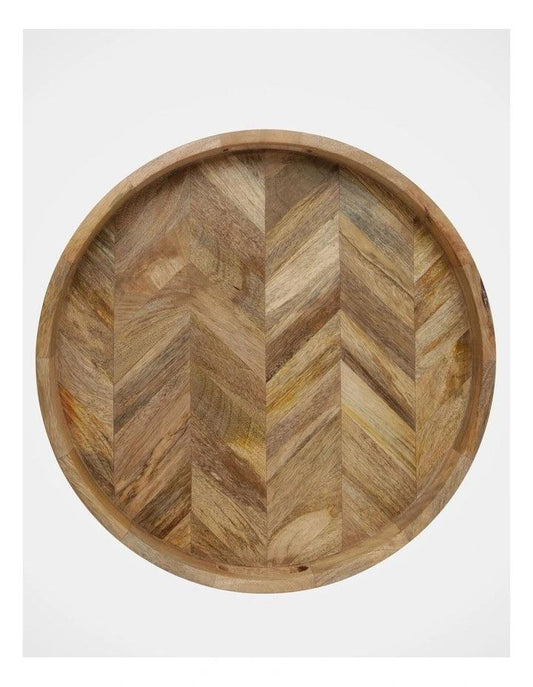 Chevron Pattern Wooden Serving Tray - WOODSONS INTERIOR
