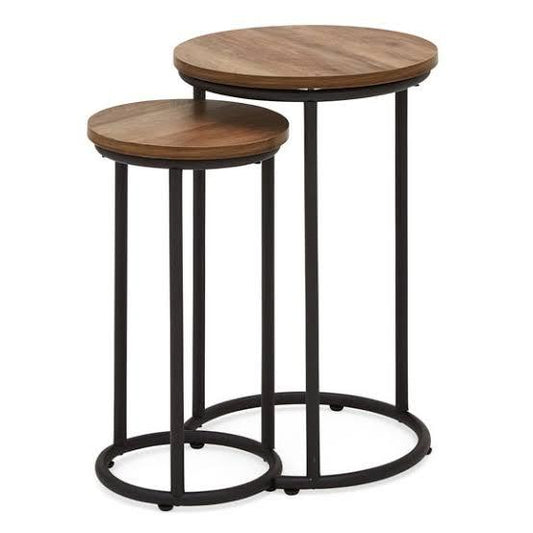 Wooden Round Iron Side Table - WOODSONS INTERIOR