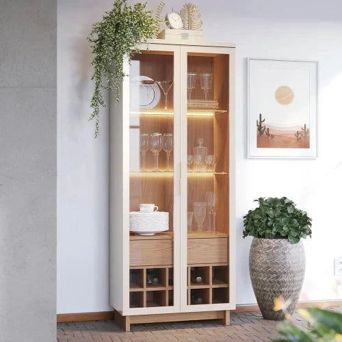 Stylish LED Glass Showcase Cabinet - WOODSONS INTERIOR