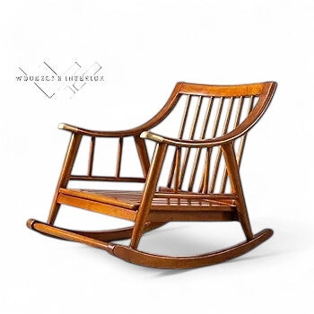Grey Wooden Rocking Chair with Cushion