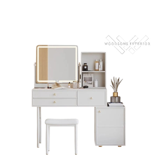 Modern Makeup Vanity with LED & Charging Port