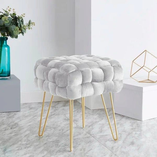 Flemin Velvet Tufted Ottoman - WOODSONS INTERIOR