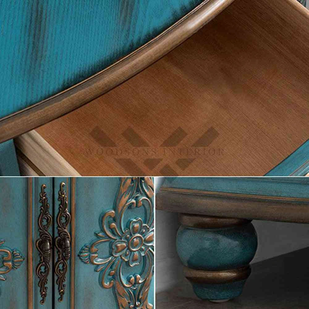 Antique Carved Wood Corner Cabinet with Drawer & Shelf - WOODSONS INTERIOR