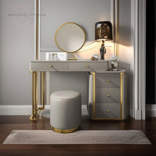 Retractable Makeup Vanity with Drawers