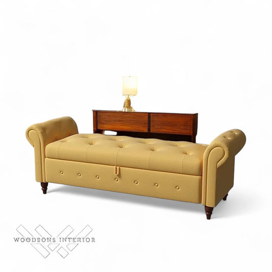 Plush Ottoman Bench with Storage – Modern Footrest