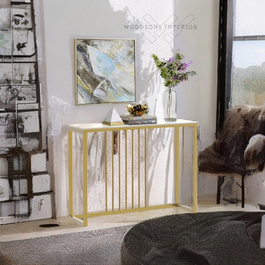 Golden Metallic Designer Console Table