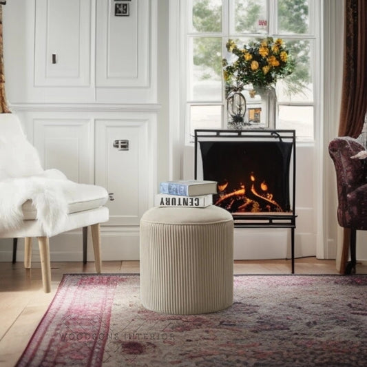 Premium Round Tufted Velvet Ottoman