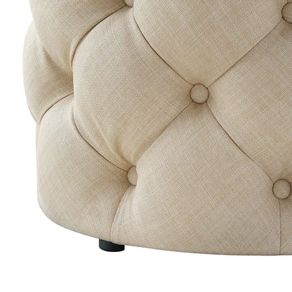 Round Velvet Tufted Solid Puffy Stool - WOODSONS INTERIOR