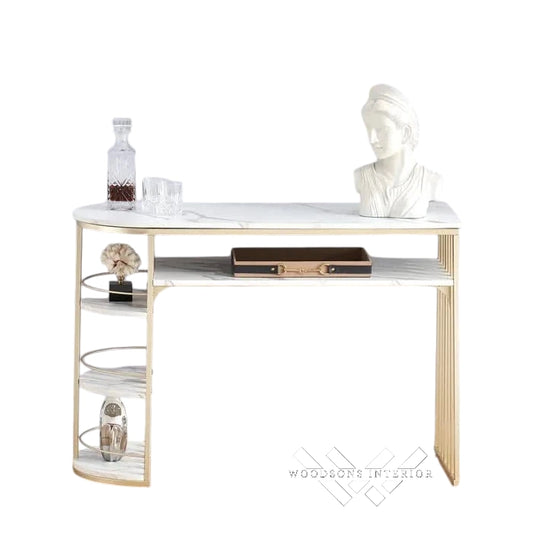 White Marble Golden Console Table