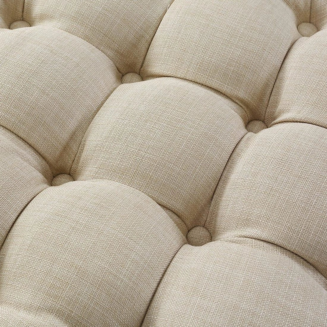 Round Velvet Tufted Solid Puffy Stool - WOODSONS INTERIOR