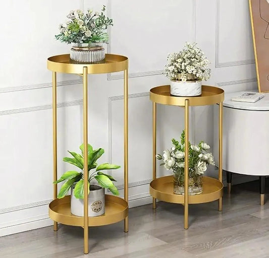 2-Tier Planter Stand Set- Golden - WOODSONS INTERIOR