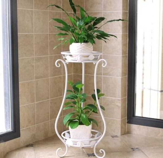 Tall White Double Iron Plant Stand – Indoor/Outdoor - WOODSONS INTERIOR