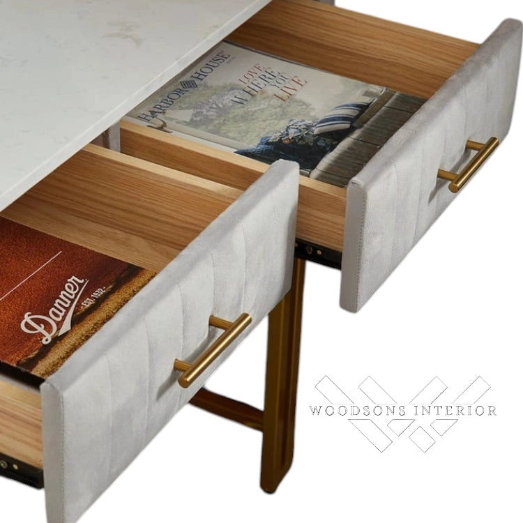 Velvet Upholstered Makeup Vanity Table