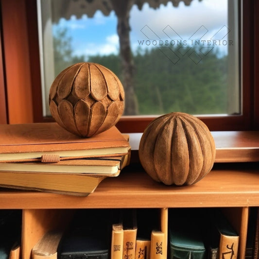 Carved Mango Wood Spheres