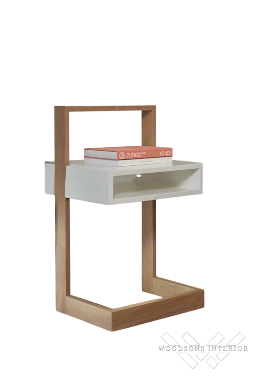 White & Wood Minimalist Bedside Table