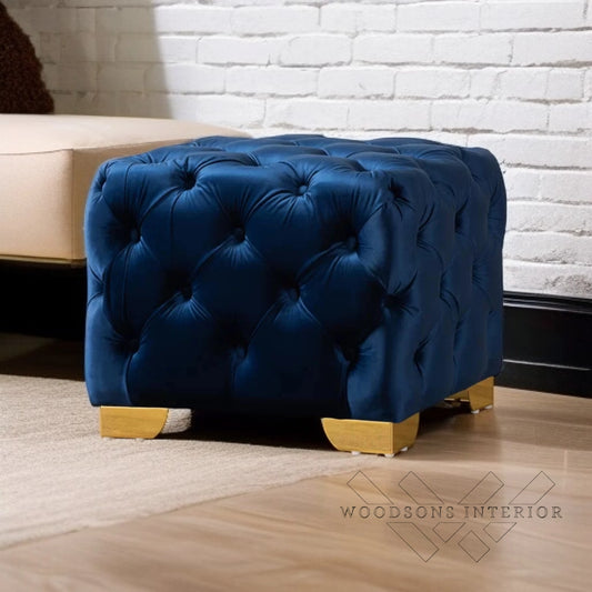 Ottoman Puff Stool in Velvet Fabric