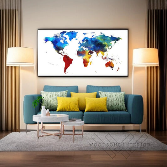 Colorful World Map Premium Wall Painting