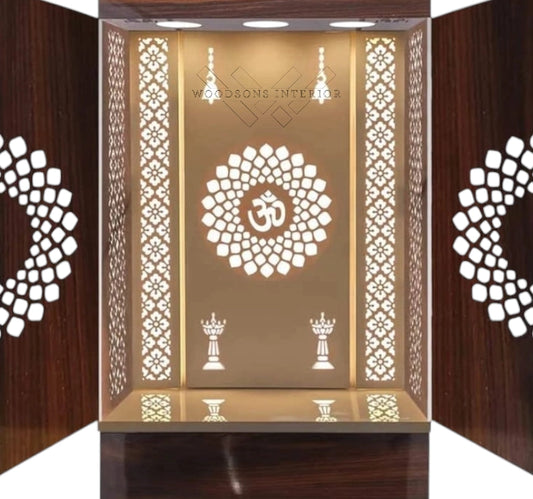 Wooden Pooja Mandir with Door