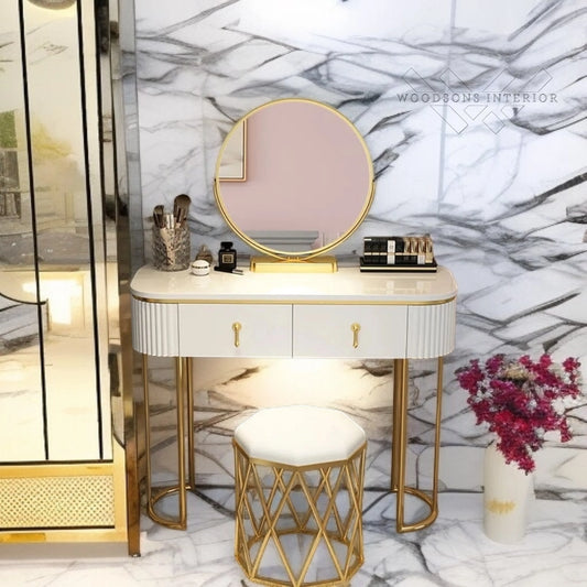 Oval Mirror & Stool Vanity Set