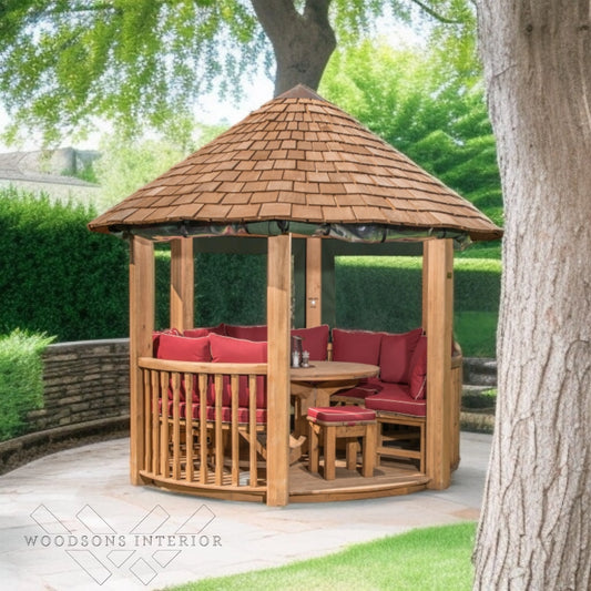 Wooden Gazebo Pergolas with Dinning Table for Garden