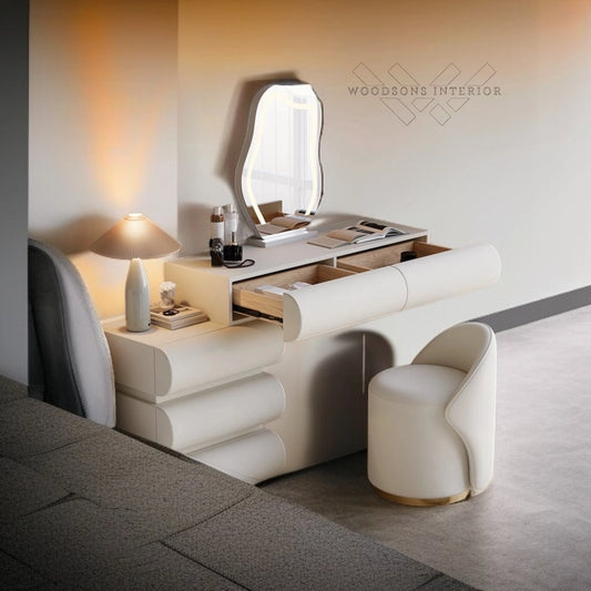 Humply Leather Vanity Set with Mirror & LED Lights