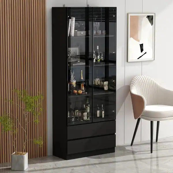 Sleek LED Display Cabinet - WOODSONS INTERIOR