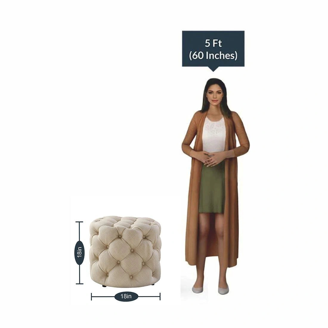 Round Velvet Tufted Solid Puffy Stool - WOODSONS INTERIOR