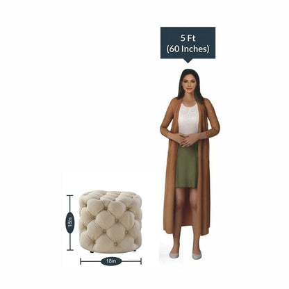 Round Velvet Tufted Solid Puffy Stool - WOODSONS INTERIOR