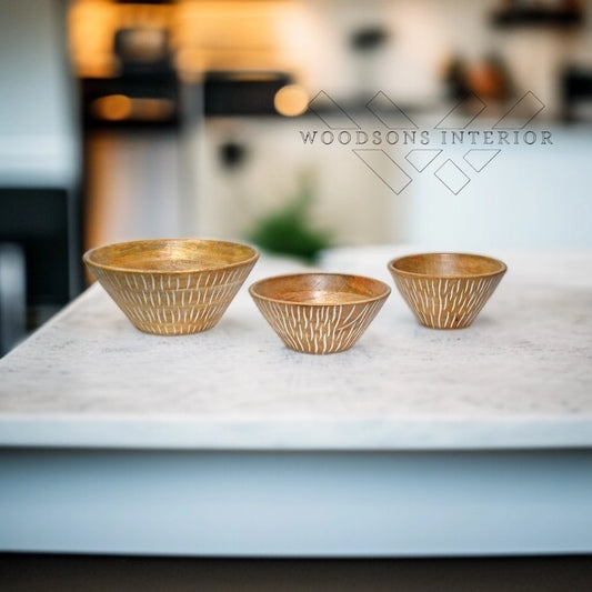 Wooden Carved Serving Bowl
