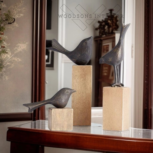 Decorative Birds on Wooden Stand