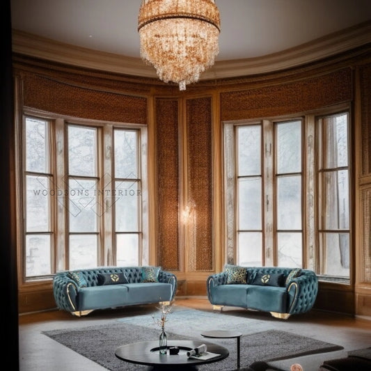Woodsons 3+2 Seater Velvet Sofa Set - WOODSONS INTERIOR