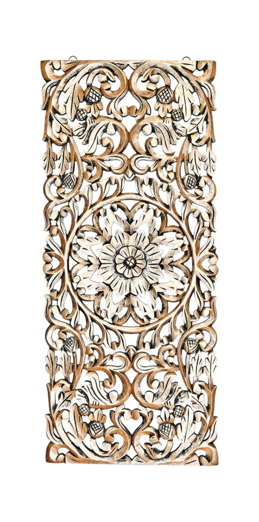 Hand-Carved Wooden Wall Hanging Panel - WOODSONS INTERIOR