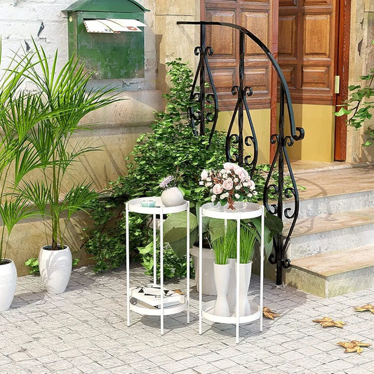 2-Tier Metal Plant Stand (White) - WOODSONS INTERIOR